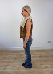small brown faux fur gilet photo 4