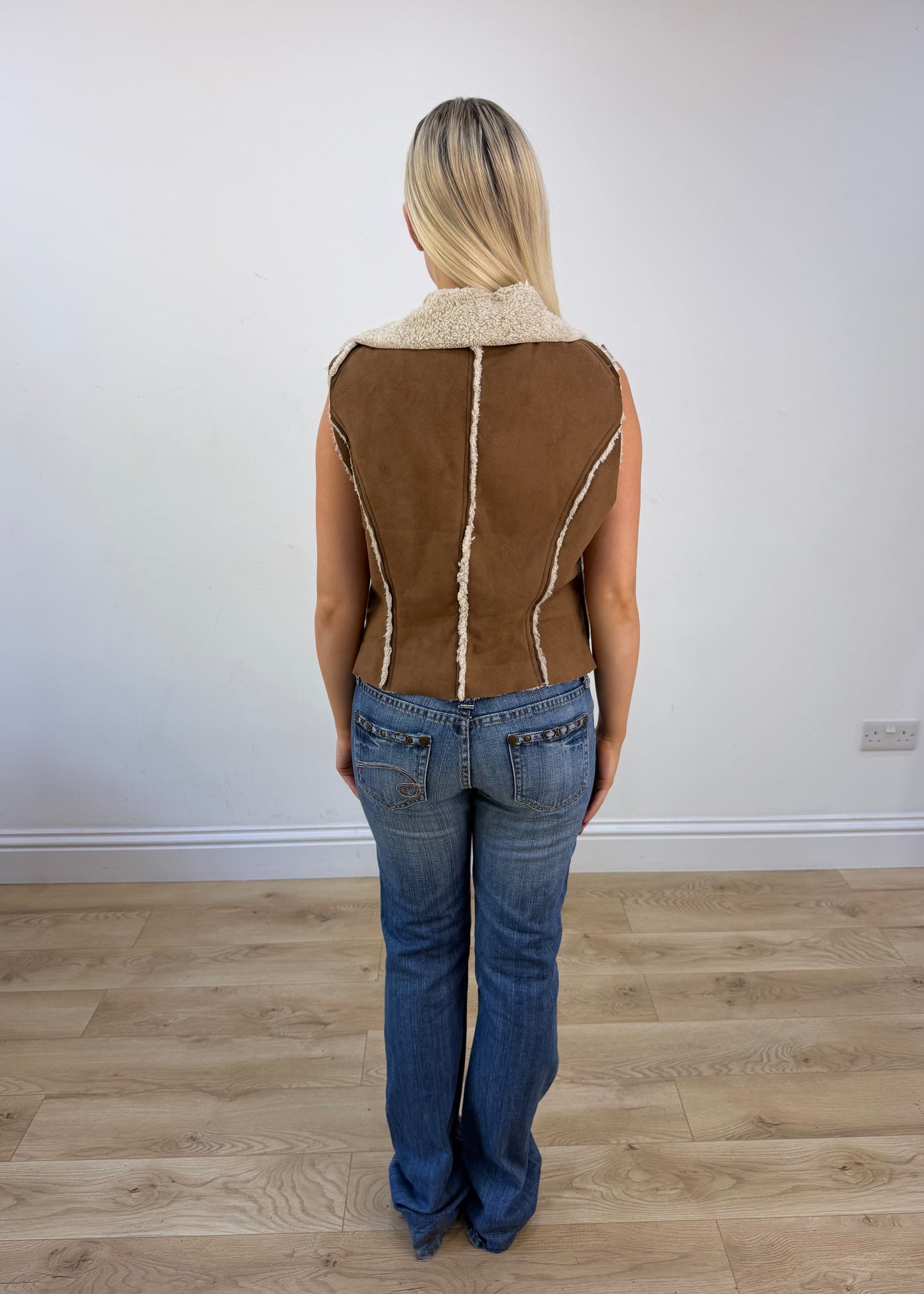 small brown faux fur gilet photo 5
