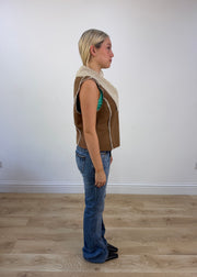 small brown faux fur gilet photo 6