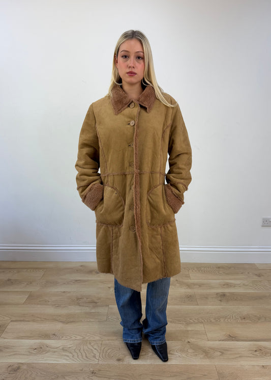 small brown afghan button coat photo 1