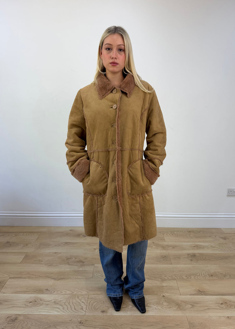 small brown afghan button coat photo 1