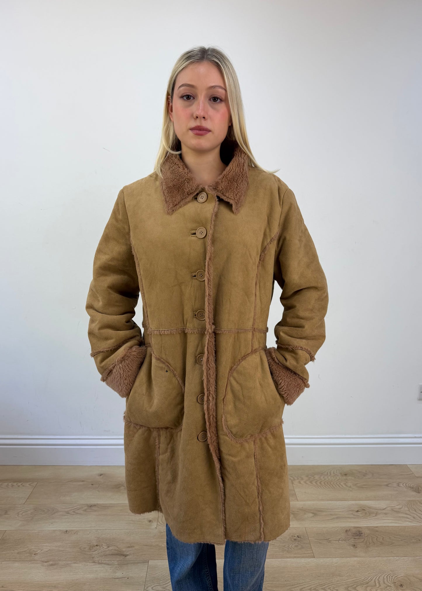 small brown afghan button coat photo 2