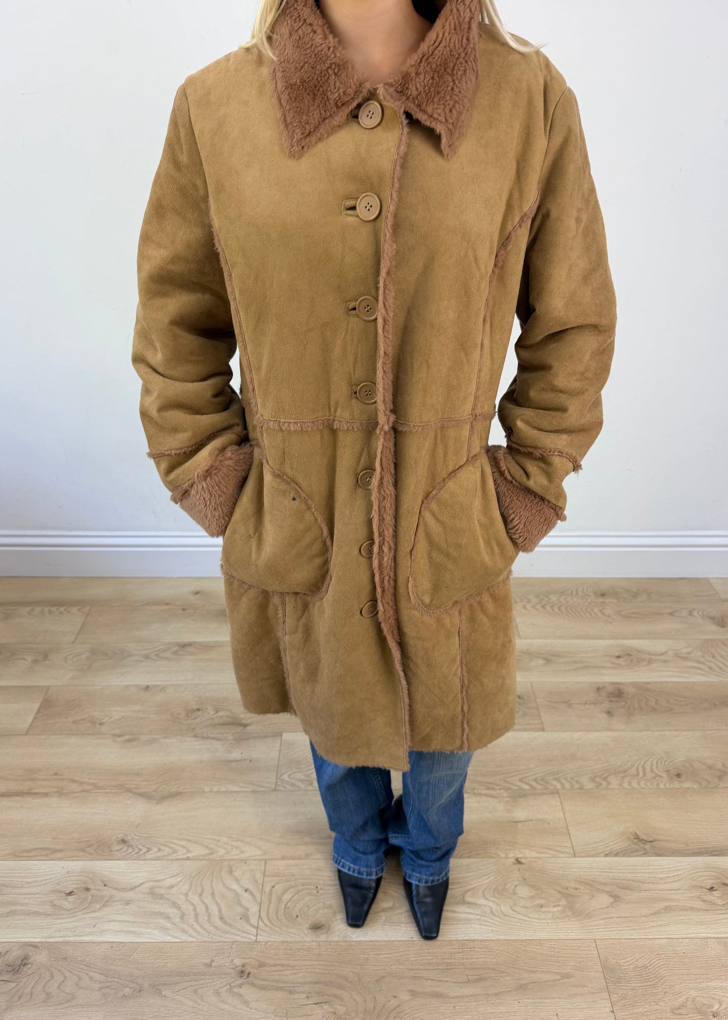 small brown afghan button coat photo 3
