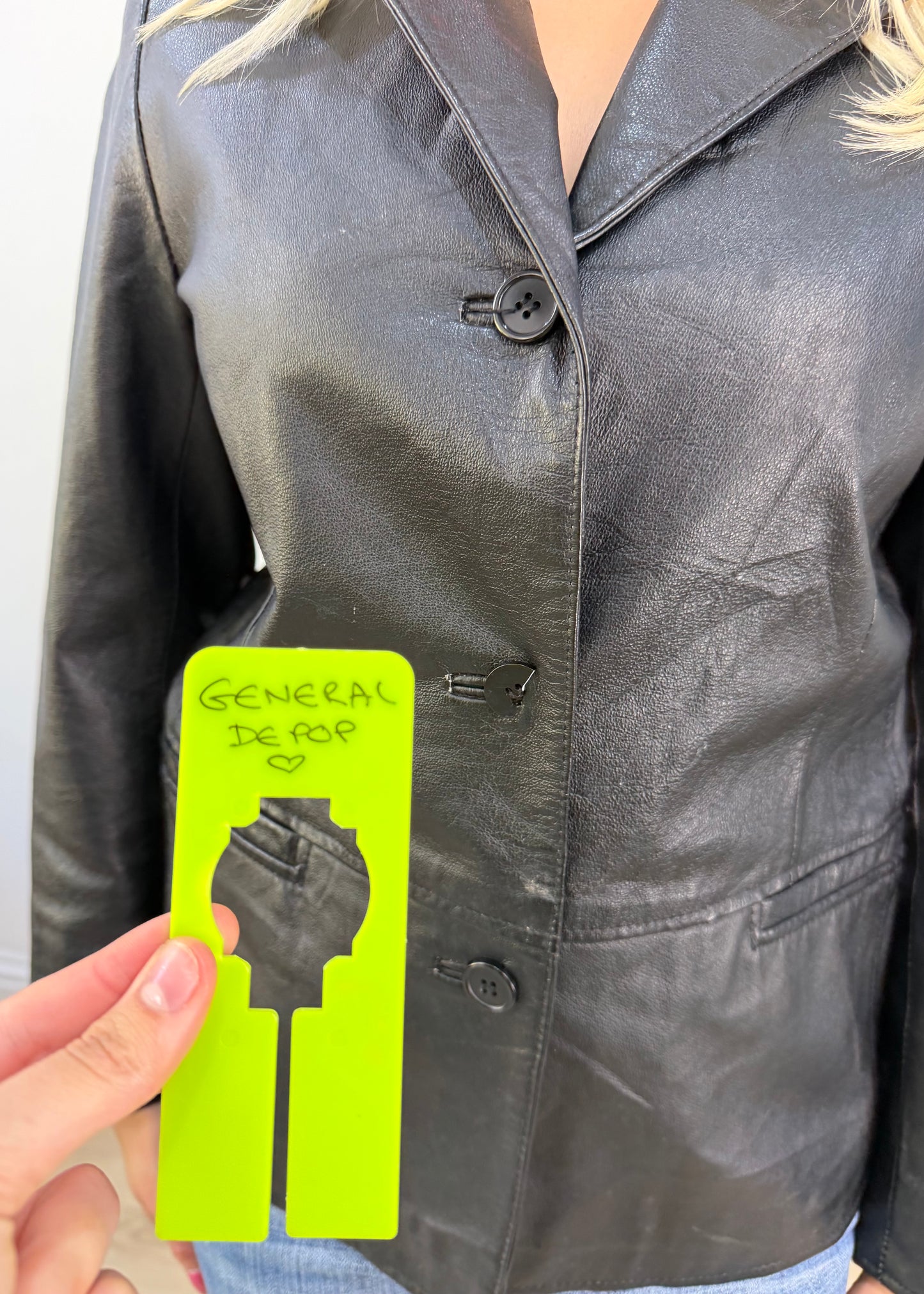 medium black clio leather blazer photo 3