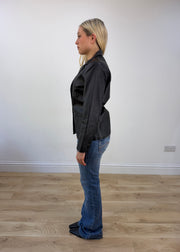 medium black clio leather blazer photo 5