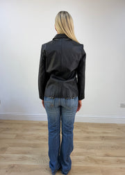 medium black clio leather blazer photo 6