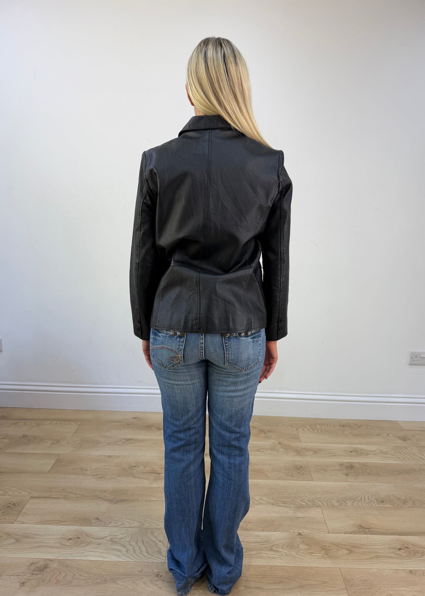 medium black clio leather blazer photo 6