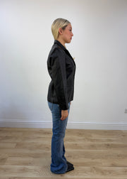 medium black clio leather blazer photo 7