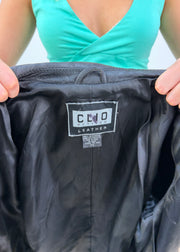 medium black clio leather blazer photo 8