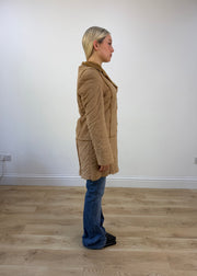 small tan afghan faux fur coat photo 6