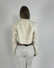 white faux-fur style cropped jacket back view