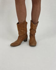 brown slouch cowboy boots front view
