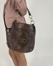 dark brown hobo shoulder bag detail view 02