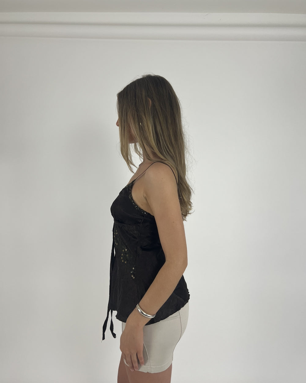 black beaded lace-trim cami top detail view 01