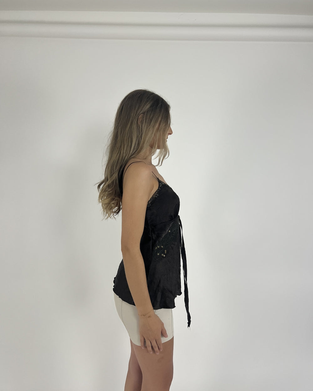 black beaded lace-trim cami top detail view 03
