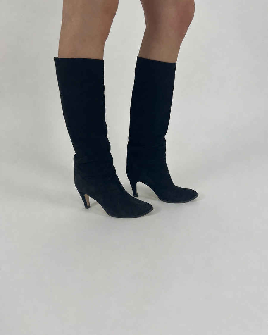 black knee-high stiletto boots detail view 02