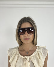 brown oversized shield sunglasses front view