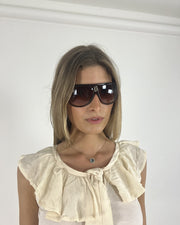 brown oversized shield sunglasses back view