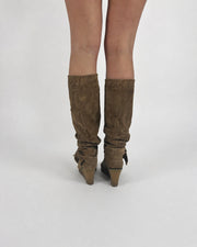 taupe slouch knee-high boots back view