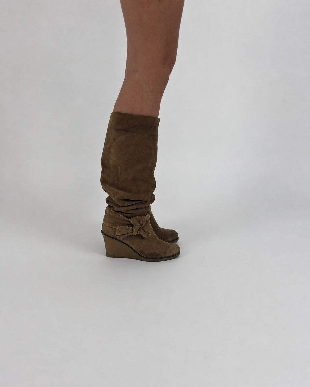 taupe slouch knee-high boots detail view 02