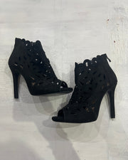 gossip girl drop | uk 5 black caged peep-toe ankle boots