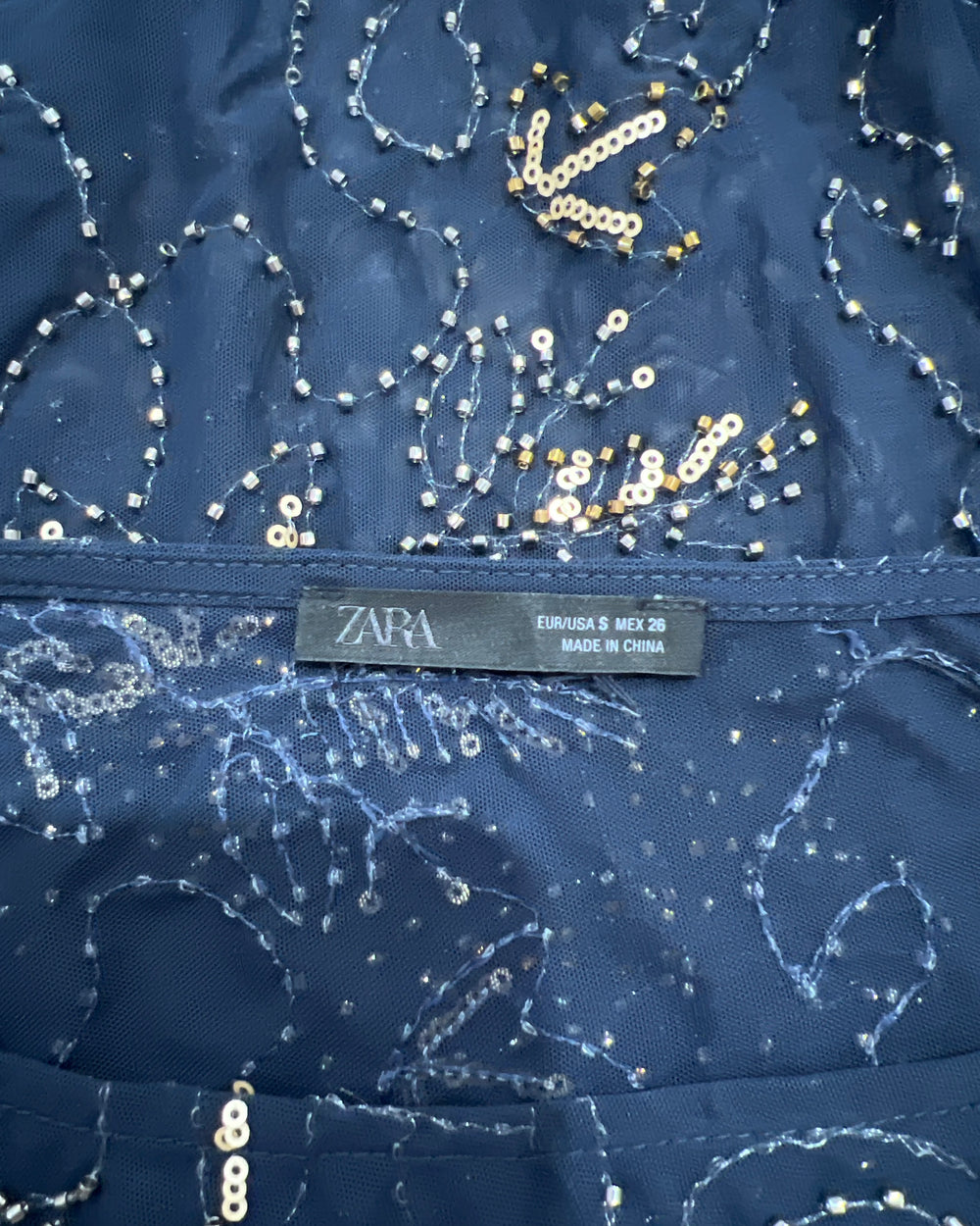 gossip girl drop | small navy old label zara mesh long-sleeve top