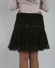 gossip girl drop | small brown beaded chiffon midi skirt