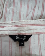 gossip girl drop | small pink and white striped fitted blouse