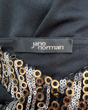gossip girl drop | small/medium black, silver and gold sequin-panel mini dress
