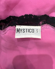 gossip girl drop | small pink and black lace sheer slip mini dress
