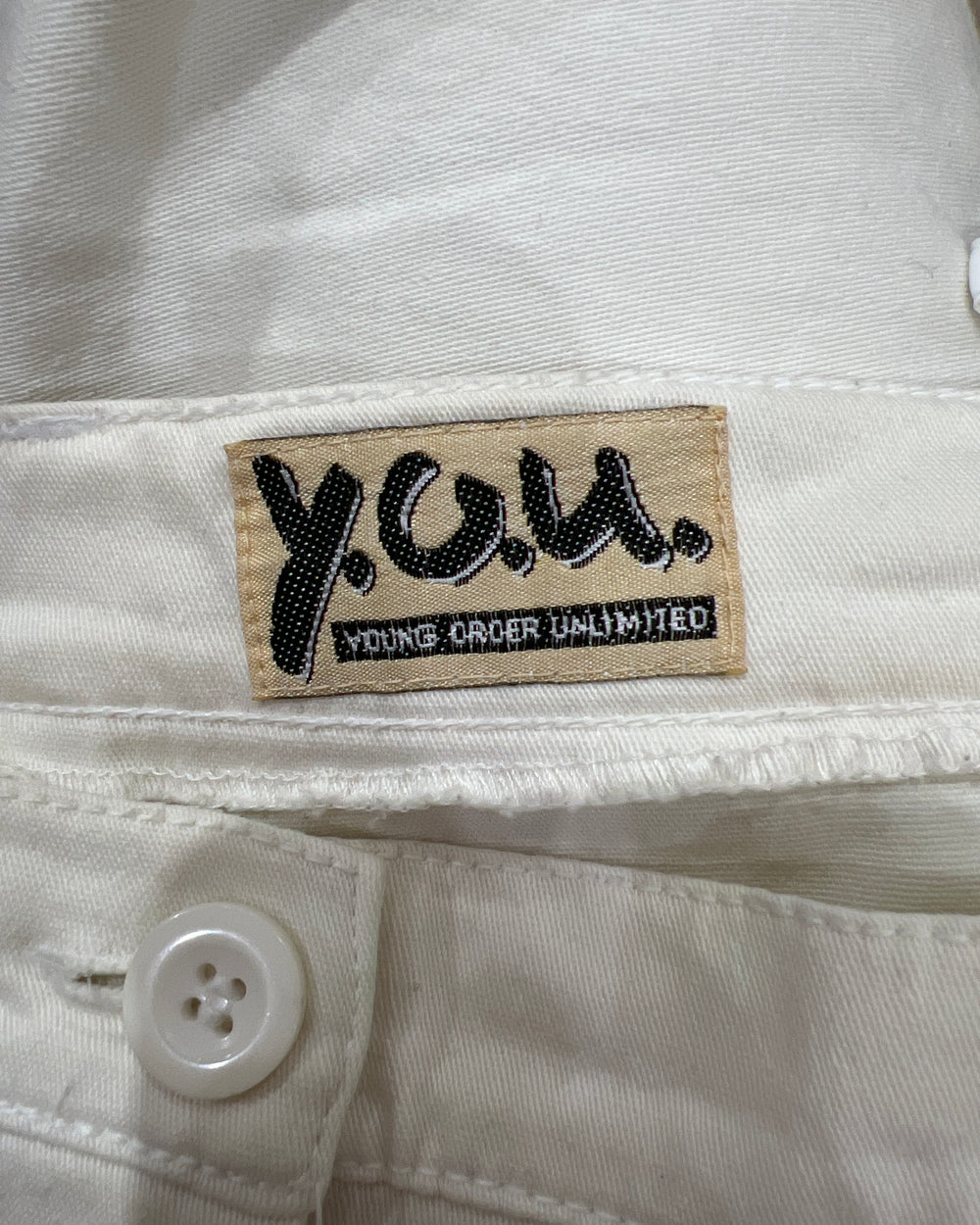 gossip girl drop | small white low-rise flared trousers