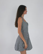 gossip girl drop | small black and white gingham halterneck mini dress