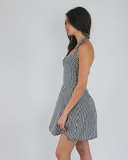 gossip girl drop | small black and white gingham halterneck mini dress