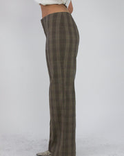 gossip girl drop | medium brown plaid flared trousers