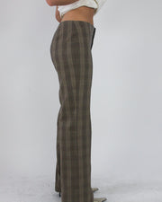 gossip girl drop | medium brown plaid flared trousers
