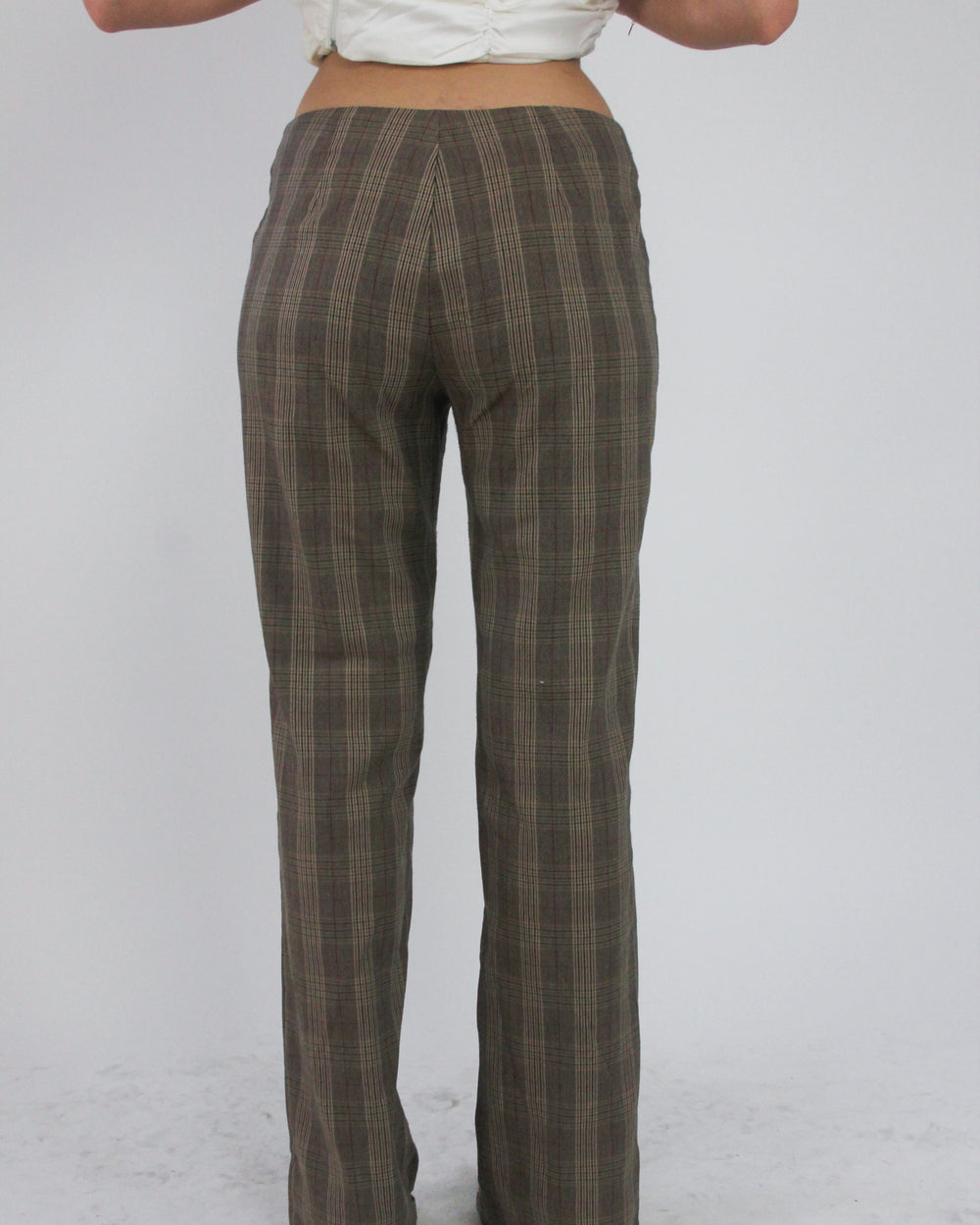 gossip girl drop | medium brown plaid flared trousers