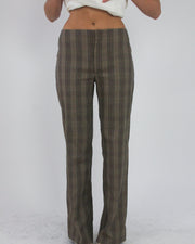 gossip girl drop | medium brown plaid flared trousers