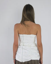 gossip girl drop | medium white ruched strapless top