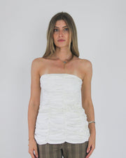 gossip girl drop | medium white ruched strapless top
