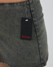 gossip girl drop | extra small grey estasy pleated denim mini skirt