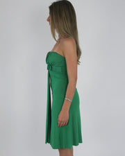 gossip girl drop | small green strapless midi dress