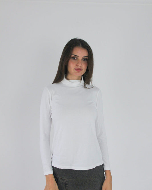 gossip girl drop | small white roll-neck long-sleeve top