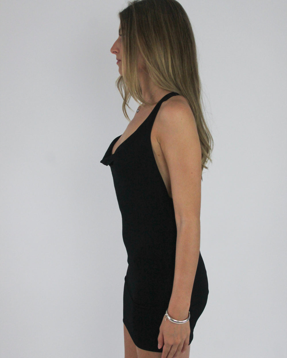 gossip girl drop | small black ring-back mini dress