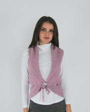 gossip girl drop | small dusty pink tie-front knitted vest