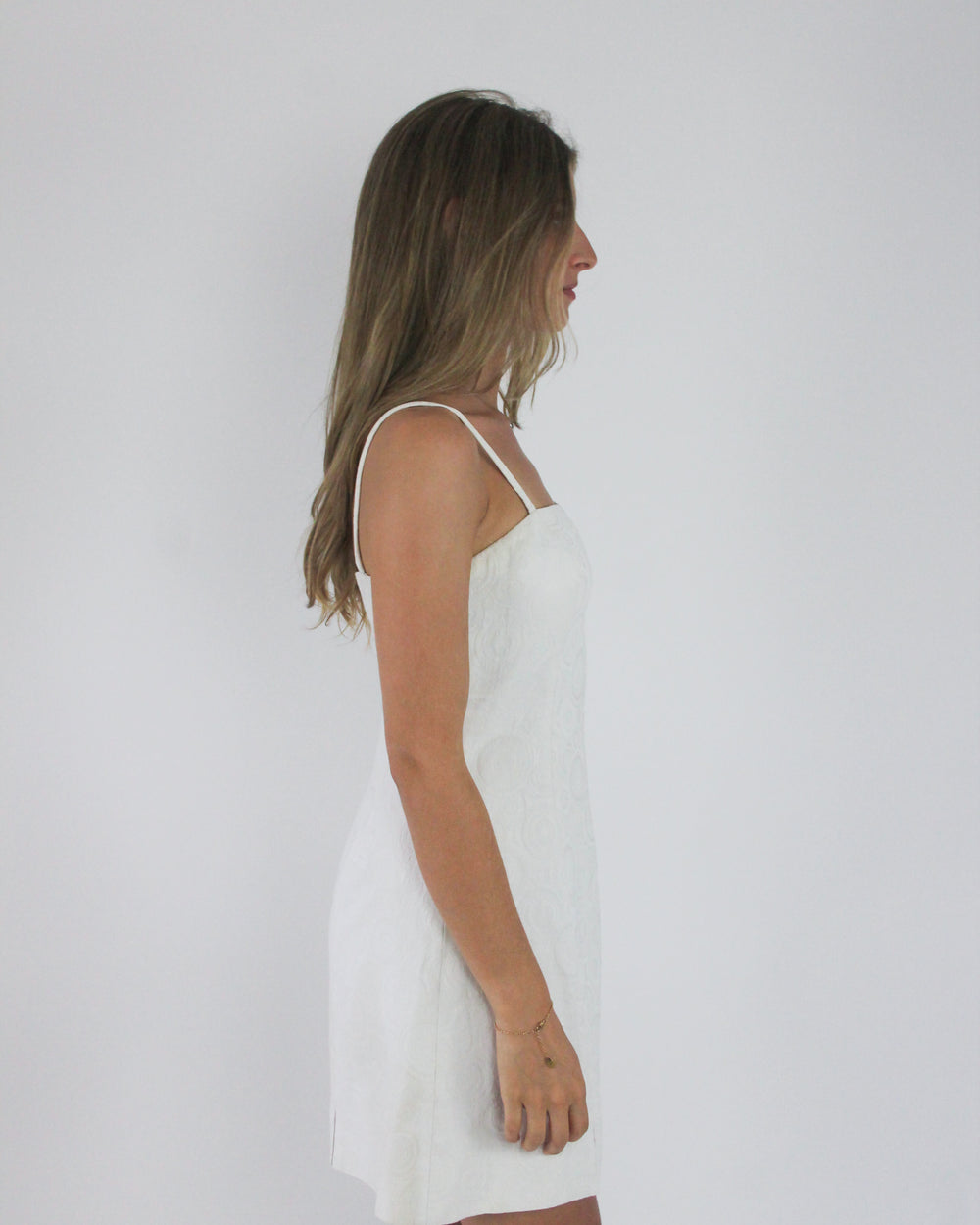 gossip girl drop | medium white versace square-neck mini dress