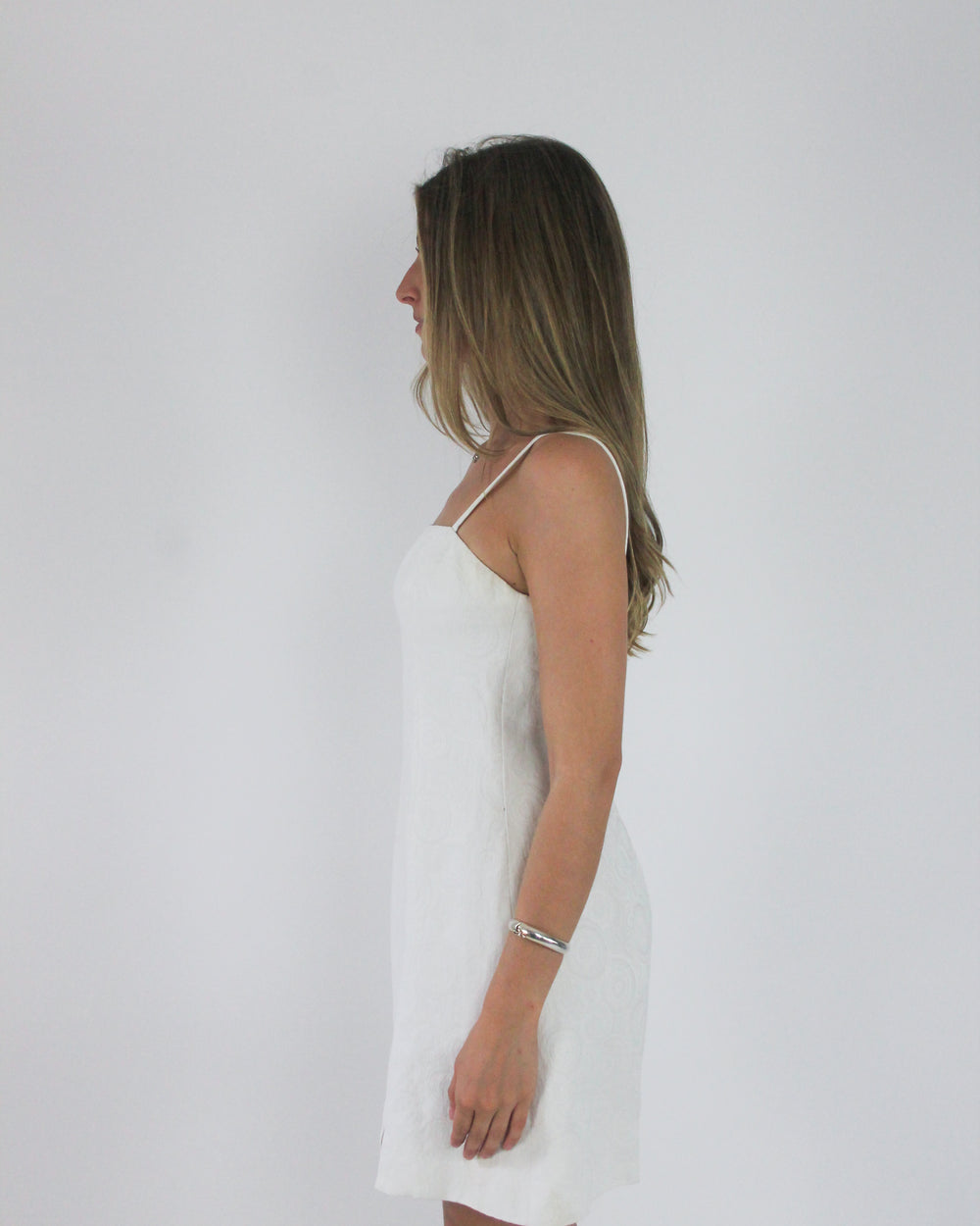 gossip girl drop | medium white versace square-neck mini dress
