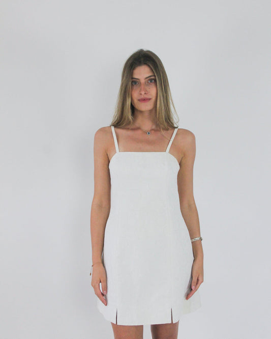 gossip girl drop | medium white versace square-neck mini dress