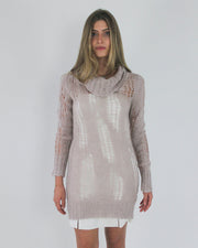 gossip girl drop | small blush sheer crochet long-sleeve mini dress