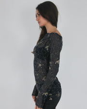gossip girl drop | small navy old label zara mesh long-sleeve top