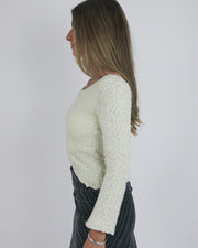 gossip girl drop | small cream fuzzy wrap jumper